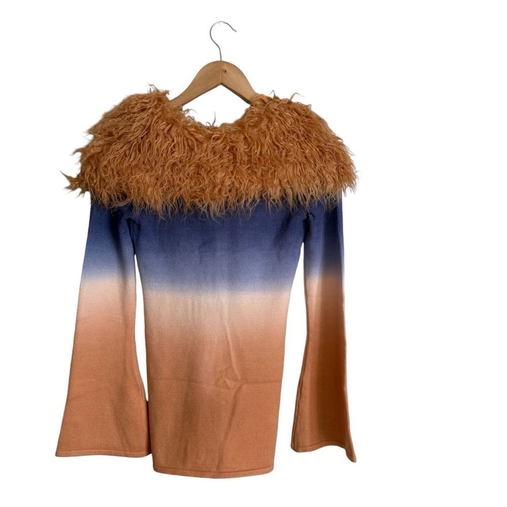 House of Sunny Desert Rose Peggy Ombre Cardigan Faux Fur S - Picture 5 of 10